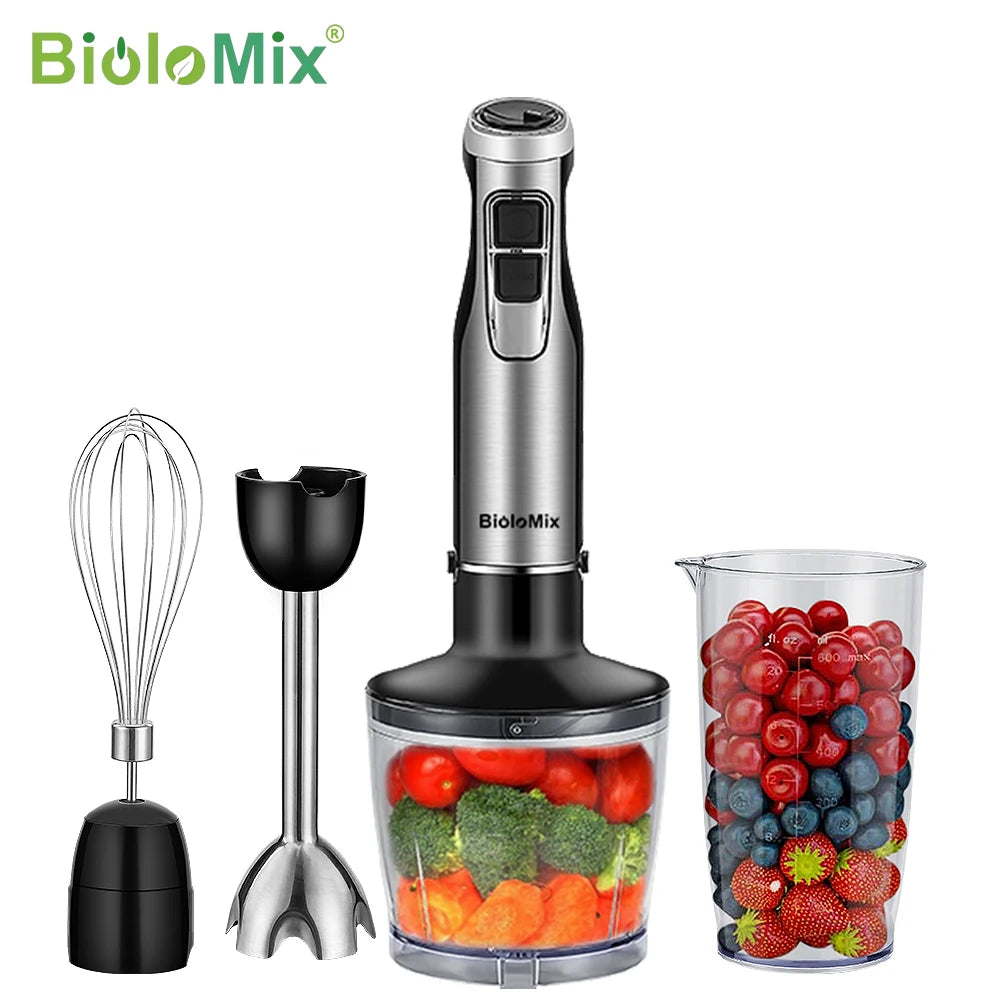 BioloMix 4 in 1 High Power 1200W Immersion Hand Stick Blender Mixer Includes Chopper and Smoothie Cup Stainless Steel Ice Blades Ürün ana görseli