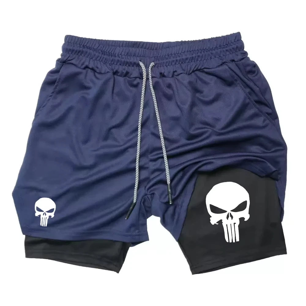 Print 2 in 1 Performance Shorts for Men Athletic Quick Dry Shorts with Phone Pocket Summer Gym Workout Running Shorts RL0302
