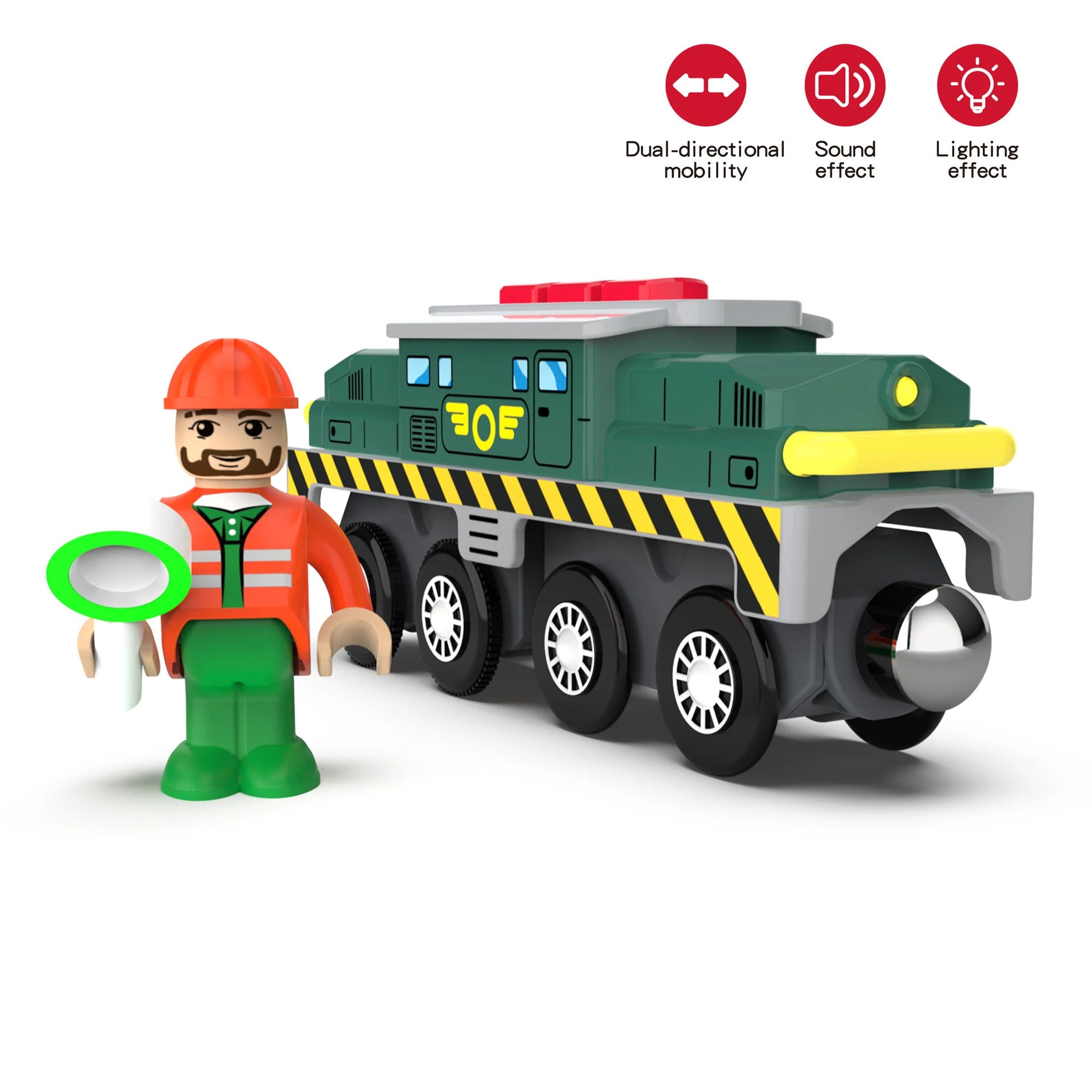 Kid Magnetic Electric Train Car Locomotive Wooden Track Slot Diecast Railway with Two Carriages Train Wood Toy Biro Leduo Track