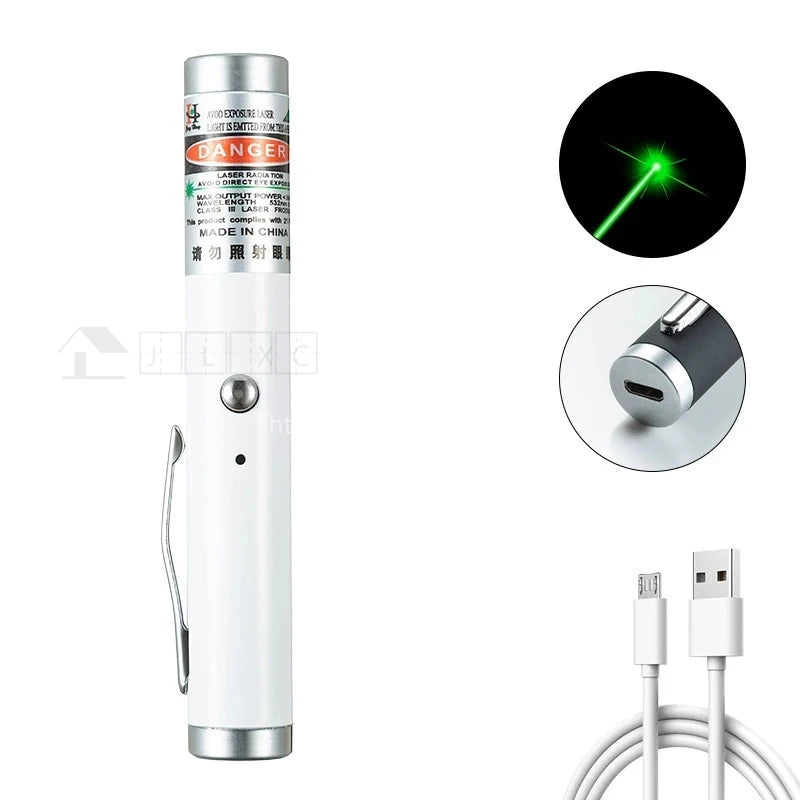 Portable USB Green Laser-Pointer 2 In 1 Detachable Lamp Holder Mini Laser Pen Visible Focus Red Combination For Hunting