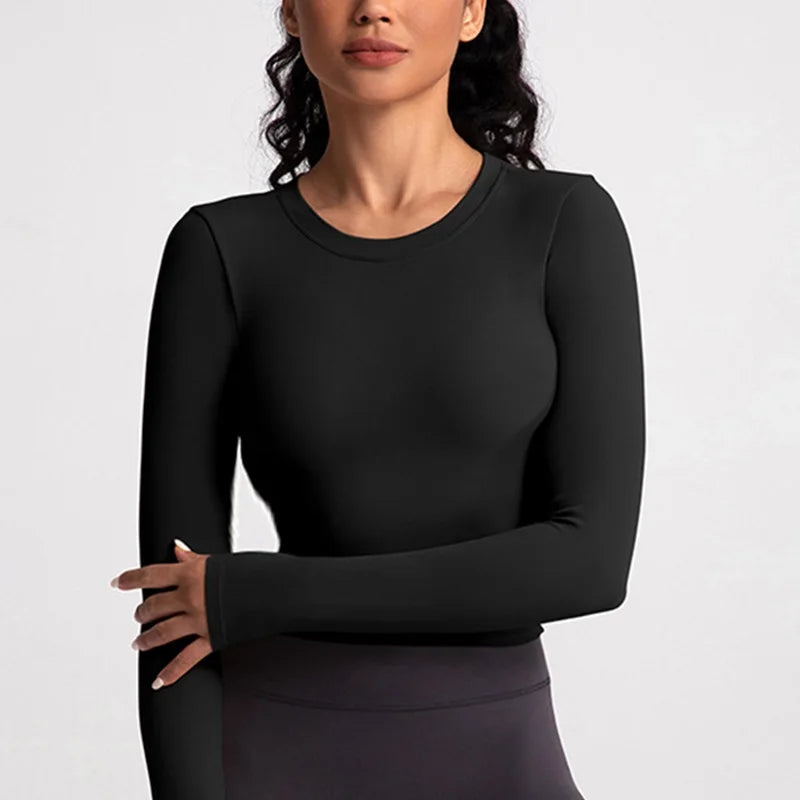 Cloud Hide Black Beauty Back Yoga Shirts Women Long Sleeve Blouse Plus Size Sports Gym Fitness Top Running T-Shirt Workout Shirt