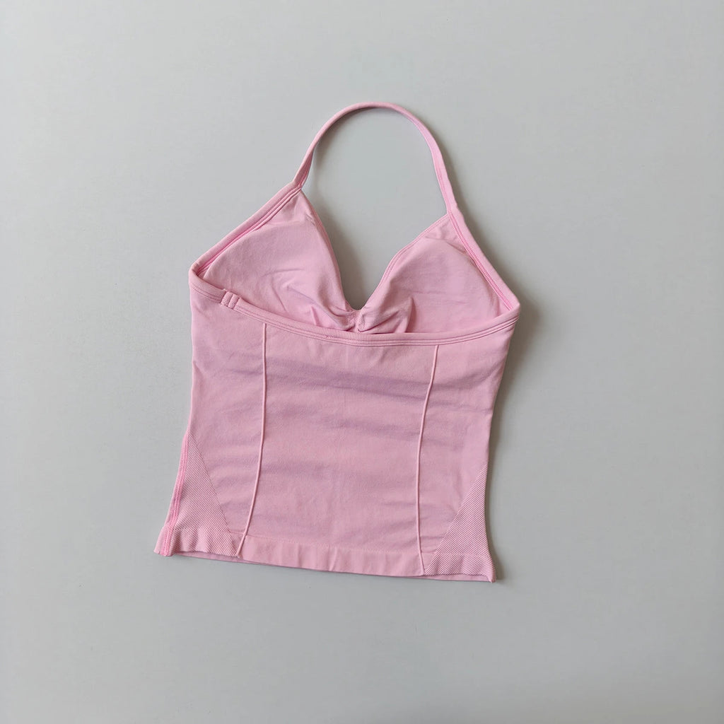 Longline Strappy Top Yoga Vest Woman Backless Tank Tops Sports Fitness Bras Running Workout Gym Halter