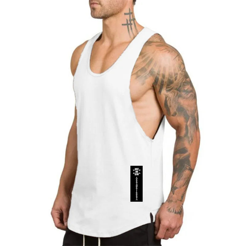 Brand Gym Sport Clothing Cotton Singlets Bodybuilding Stringer Tank Tops Mens Fitness Shirt Muscle Guys Sleeveless Running Vests