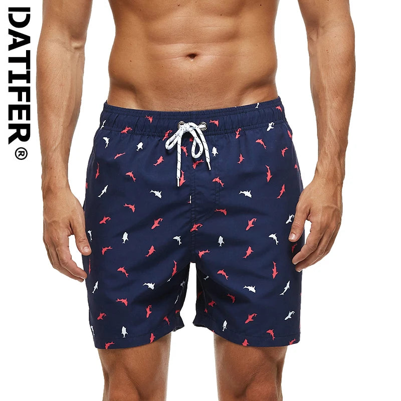DATIFER Summer New Fashion Polyester Men Shorts Beach Quick Dry Printing Swimsuit Plus Size Mesh Liner Surfing Gym Shorts Men Ürün ana görseli