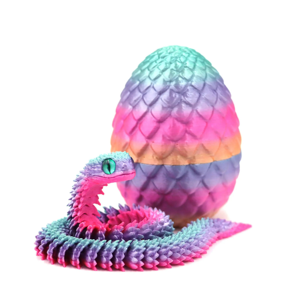4pcs/set 3D printed snake surprise egg decoration, flexible joints, the best gift for 3D printing enthusiasts