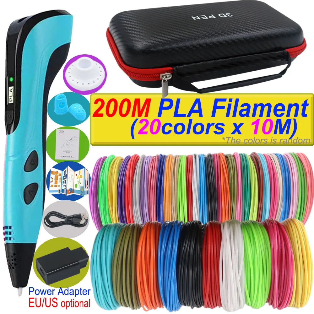 2026 New 3D Printing Pen DIY Three-dimensional Painting Children Toys With LCD Screen Power Adapter 200M PLA Filament Toys Gift Ürün ana görseli