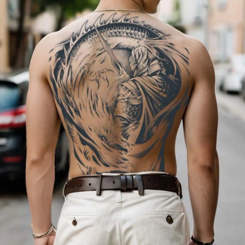 Magic Juice Ink Waterproof Tattoo Stickers Full Back Large Size Herbal Juice Temporary Tattoos Men Body Art Dragon Tiger Ürün ana görseli
