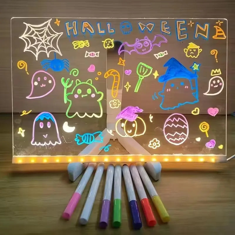LED Light-Up Acrylic Message Board Erasable USB Drawing Board Birthday Gift Bar Advertising for Creative Activities with Stand Ürün ana görseli
