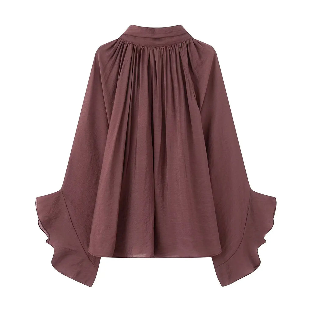 NLZGMSJ Bow DecorationLoose Long Sleeved Blouses For Women New Fashion Ruffle Edge Shirts and Blouses Woman Top