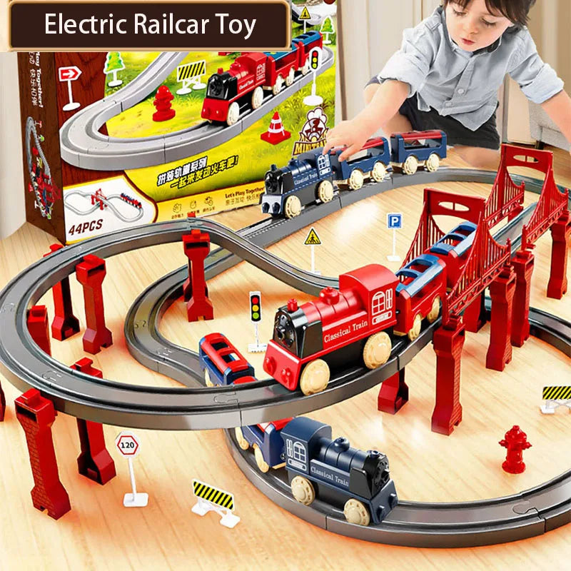 44Pcs/set Electric Train Track Sets Assembling Rail Train Car Toys Boy Educational Simulation Model Christmas Birthday Gift Ürün ana görseli