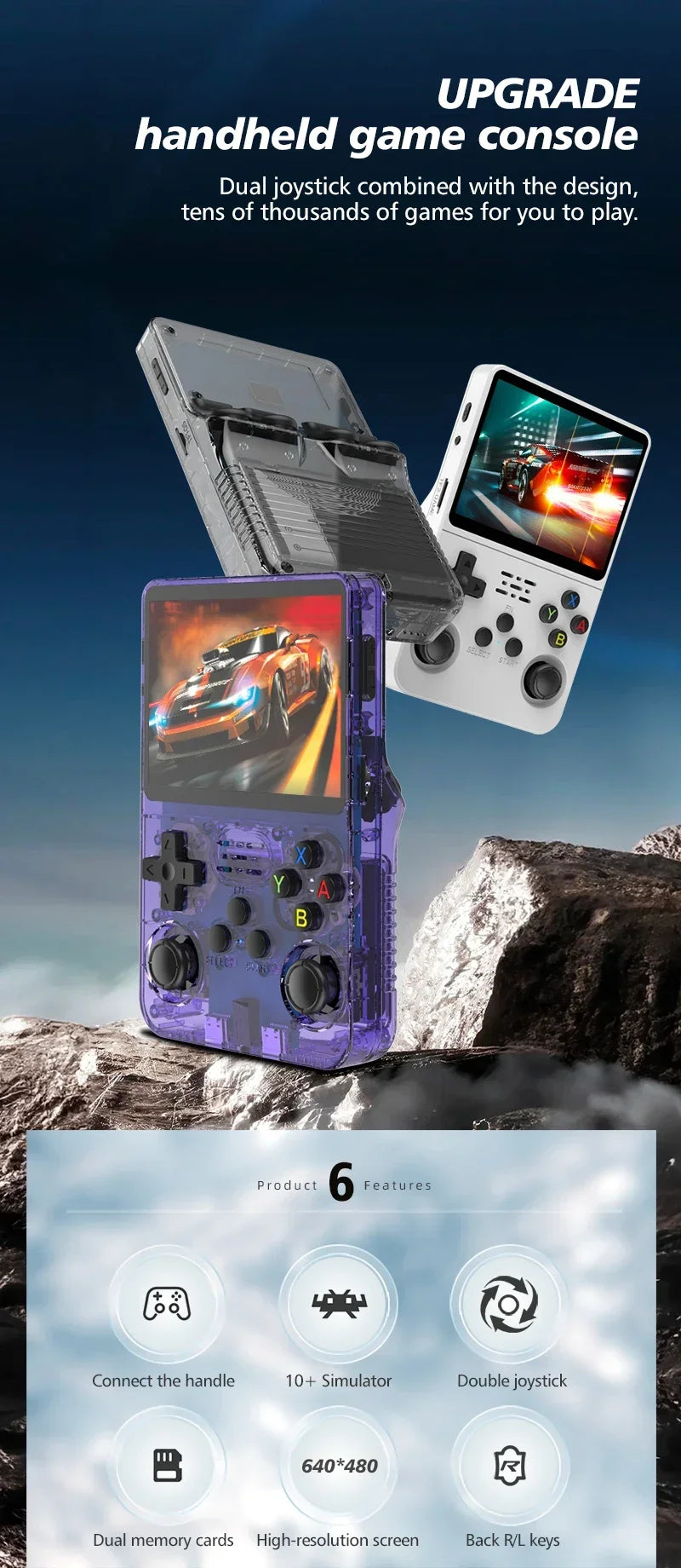 R36S Retro Handheld Video Game Console Linux System 3.5 Inch IPS Screen Portable Pocket Video Player R35S 64GB 15000 Games