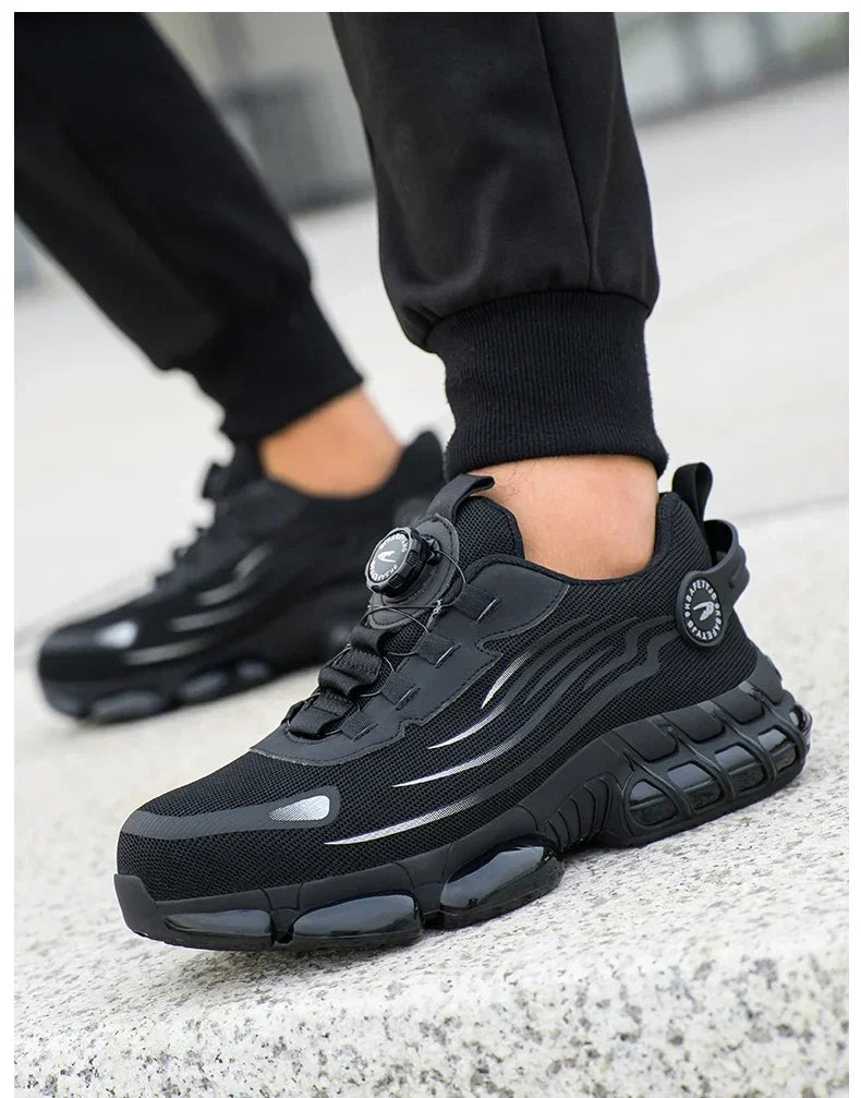 Men's Safety Shoes Protection And Elastic Safety Boots Fashionable Casual Shoes Breathable Odor Protection Men's Work Shoes