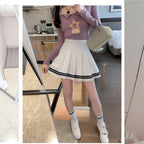 Vintage Korean Style Patchwork Skirt Harajuku JK Black Pleated Skirts Gothic Streetwear High Waist Mini Skirt Women Punk Skirt