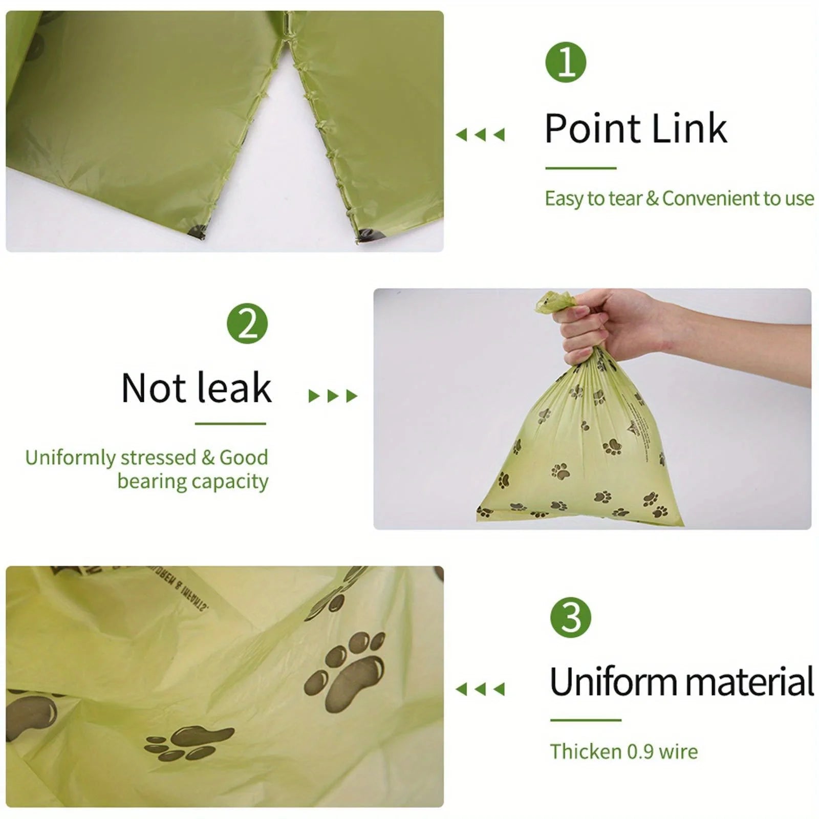 8 Rolls Biodegradable Dog Poop Bags Leak-Proof Unscented Waste Bags for Dogs High-Quality Corn Starch Material Ürün ikincil görseli