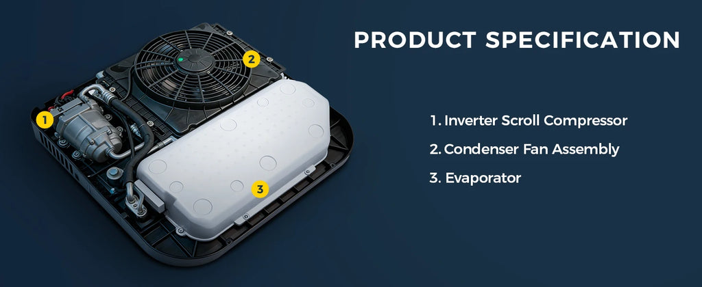 Sunster 12V/24V Fast Cooling Roof Air Conditioner Electric Cool RV Rooftop Parking for Truck Camper Van Caravans Motor home
