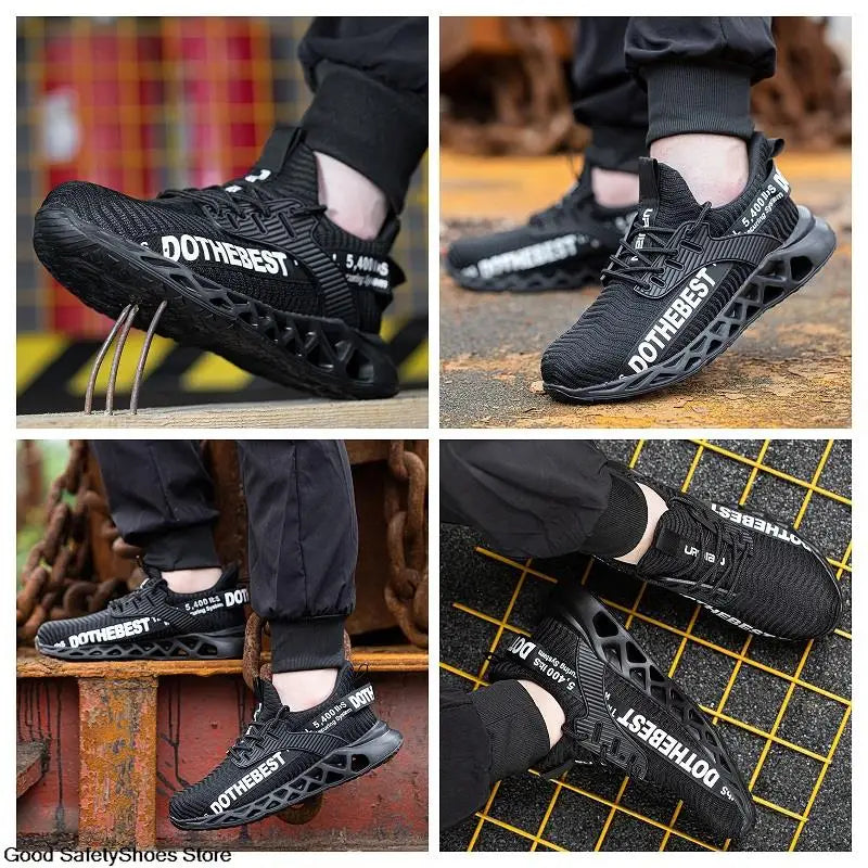 Safety Shoes Men For Work Sneakers Women Men Steel Toe Work Shoes Security Protective Shoes Lightweight Anti-Smash Anti-Puncture