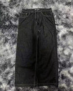 American Y2K Street Trend Letter Embroidered Loose Jeans Men Harajuku New Hip Hop Oversized Wide-leg Pants Unisex Mopping Jeans