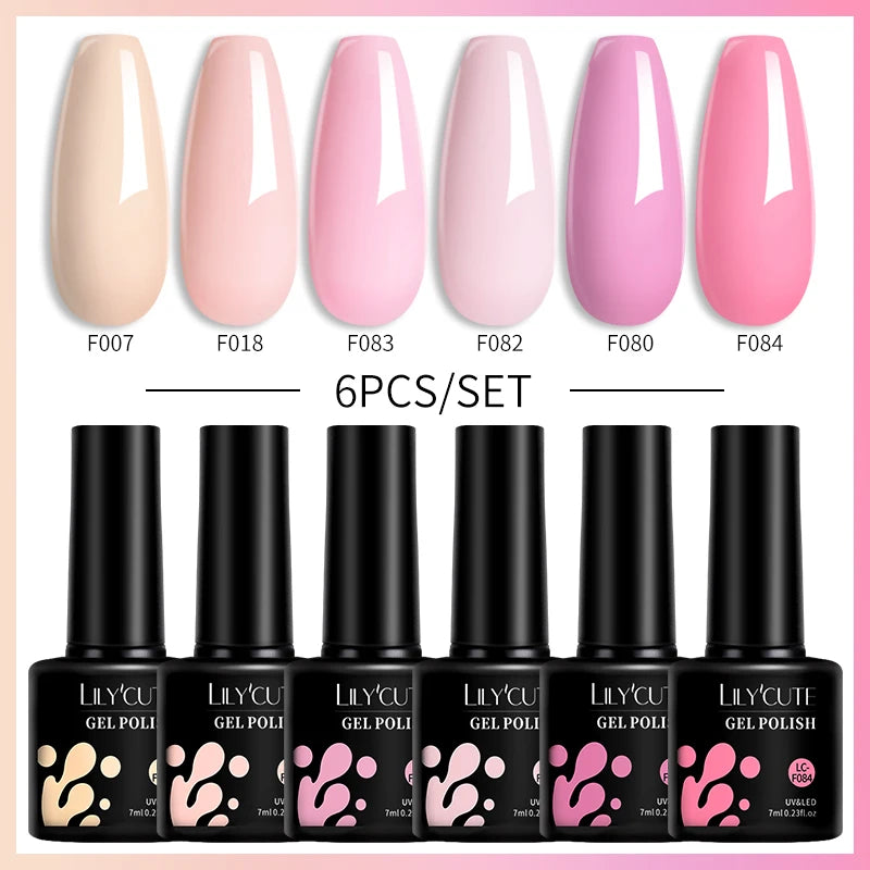 LILYCUTE 7ML 6PCS Neon Gel Nail Polish Set fluorescent Series Color Changing Semi Permanent Soak Off Manicure kit Nail Art Gel