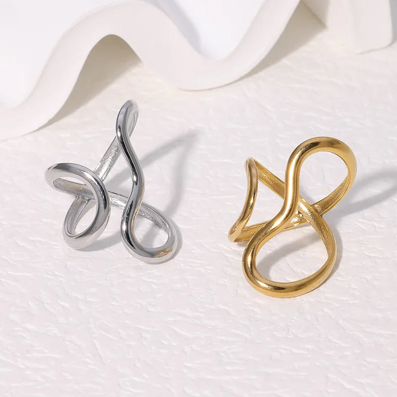 LATS Stainless Steel Gold Color Rings for Women Men 2024 Colorfast Popular Party Personalized Exaggerated Charms Jewelry Gifts