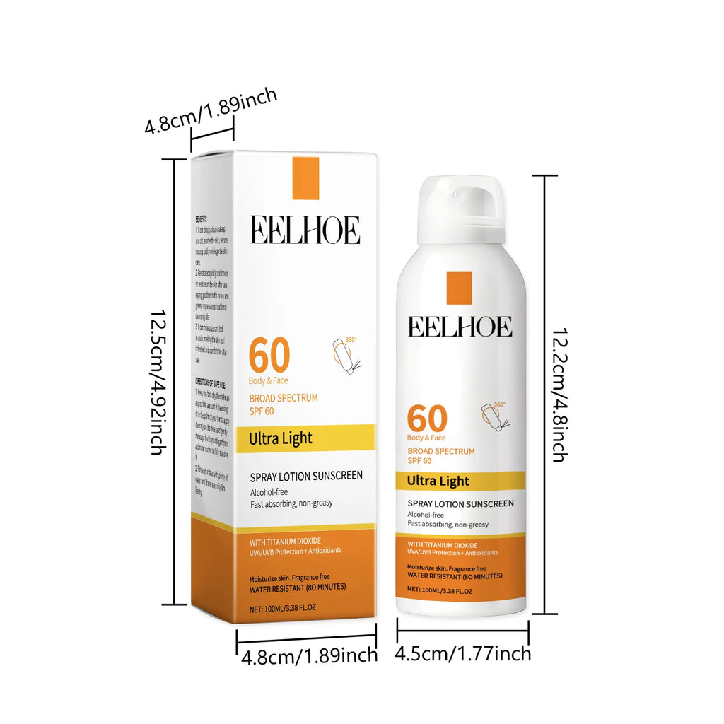 EELHOE Sun Protection Face Spray, Hydrating Moisturizer with UV Filter Lightweight Daily SPF60 Mist for Sensitive Skin Oil-Free