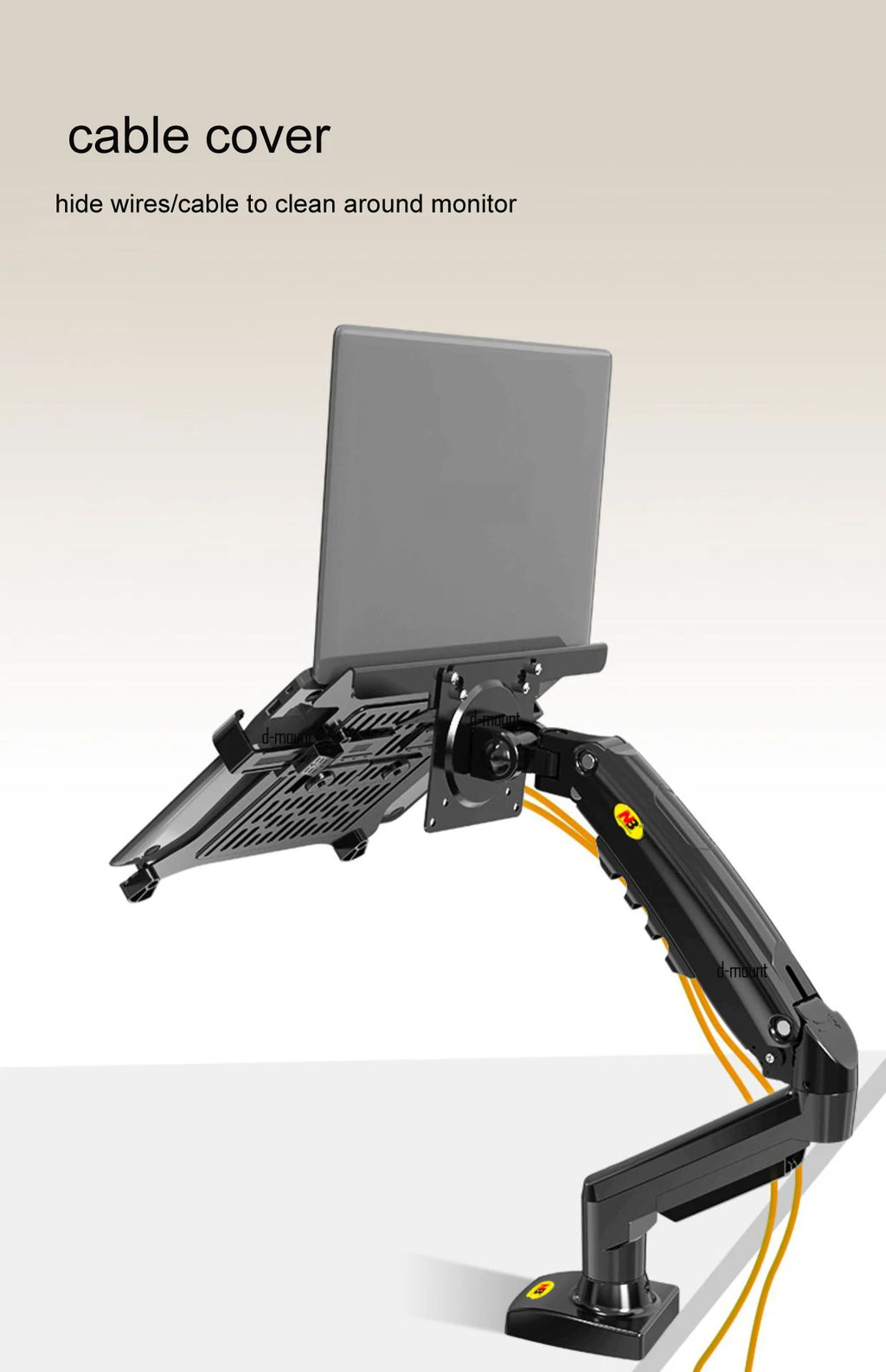 NB F80 + FP-2 full motion 360 rotate pivot 2-9kg gas spring arm 10"-17" laptop tray desktop stand clamp 10-90mm grommet hole
