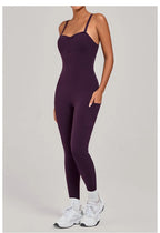 Women's Yoga Jumpsuits Sports Fitness One-piece Beauty Back Strap Pocket Hip-lifting Slim Fit Running Workout Training Bodysuits
