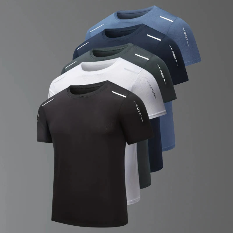 4/1 Pcs Men's Summer Multicolor Quick-drying Sports Short Sleeve Loose Breathable Fitness Running Badminton T Reflective Strip Ürün ana görseli