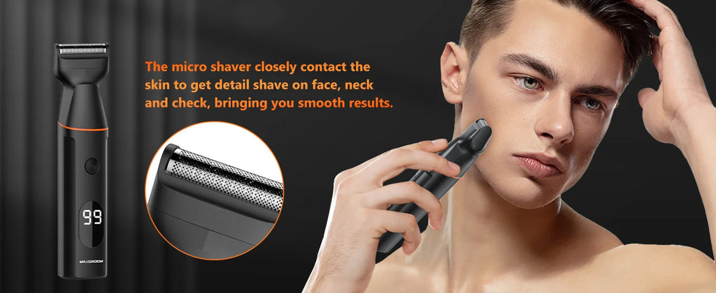 MAXGROOM Manscape Body Hair Trimmer 4 in 1 IPX6 Waterproof Pubic & Groin Shave Electric Grooming Kit for Men Nose Beard Trimmer