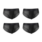 4pcs LORIEN CREST ice silk Men's underwear seamless ultra-thin double-layer crotch breathable men's briefs mid-waist sexy&light