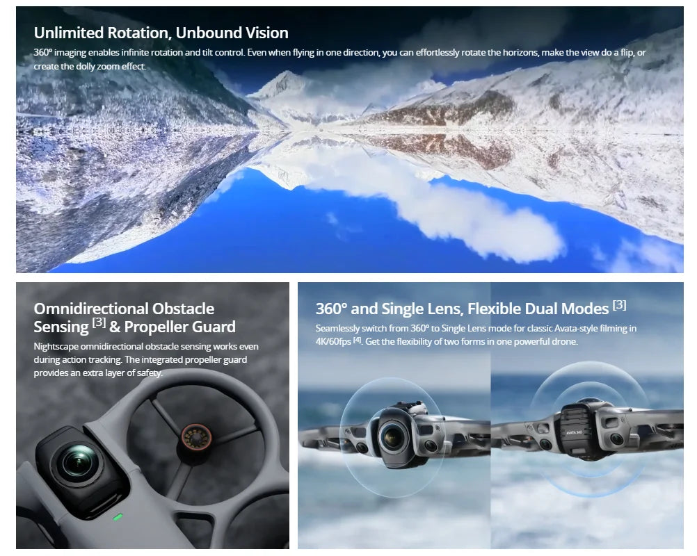 DJI Avata 360 Drone 1-Inch Sensor 8K HDR Panoramic Drone 4K Single Lens Mode 20km Range 4G Enhanced Transmission FPV Quadcopter Avata 360 Brand New