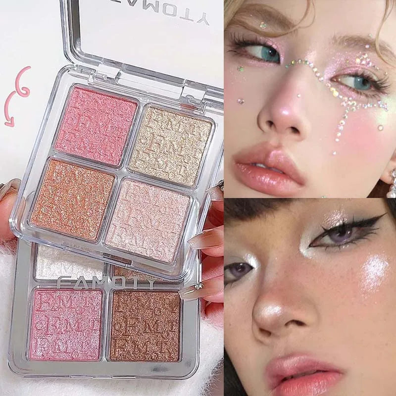 4 Colors Diamond Highlighter Powder Palette Glitter Face Contour Brighten Makeup Shimmer Ultra-concentrated Illuminate Cosmetic Ürün ana görseli