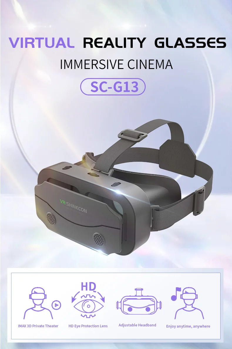 VR Glasses 3D Virtual Reality Headset Devices Helmet Lenses Goggles Smart For Smartphones Phone Cell Mobile Game Viar Viewer Set