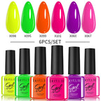 LILYCUTE 6PCS Gel Nail Polish Set Summer Neon Nail Gel Kits For DIY Nail Vernis Semi Permanent UV Lamp Gellak Nail Varnish Set