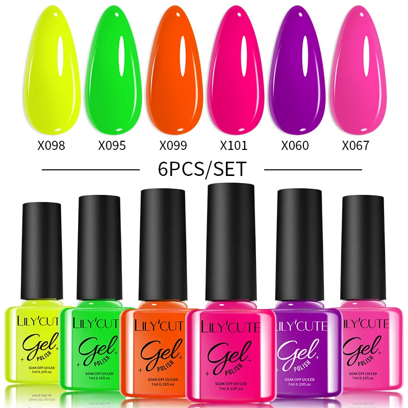 LILYCUTE Nail Gel Polish Set Pink Green Spring DIY Nail Art Design Long Lasting Soak Off UV Gel Manicure Painting Gel Vernis Kit
