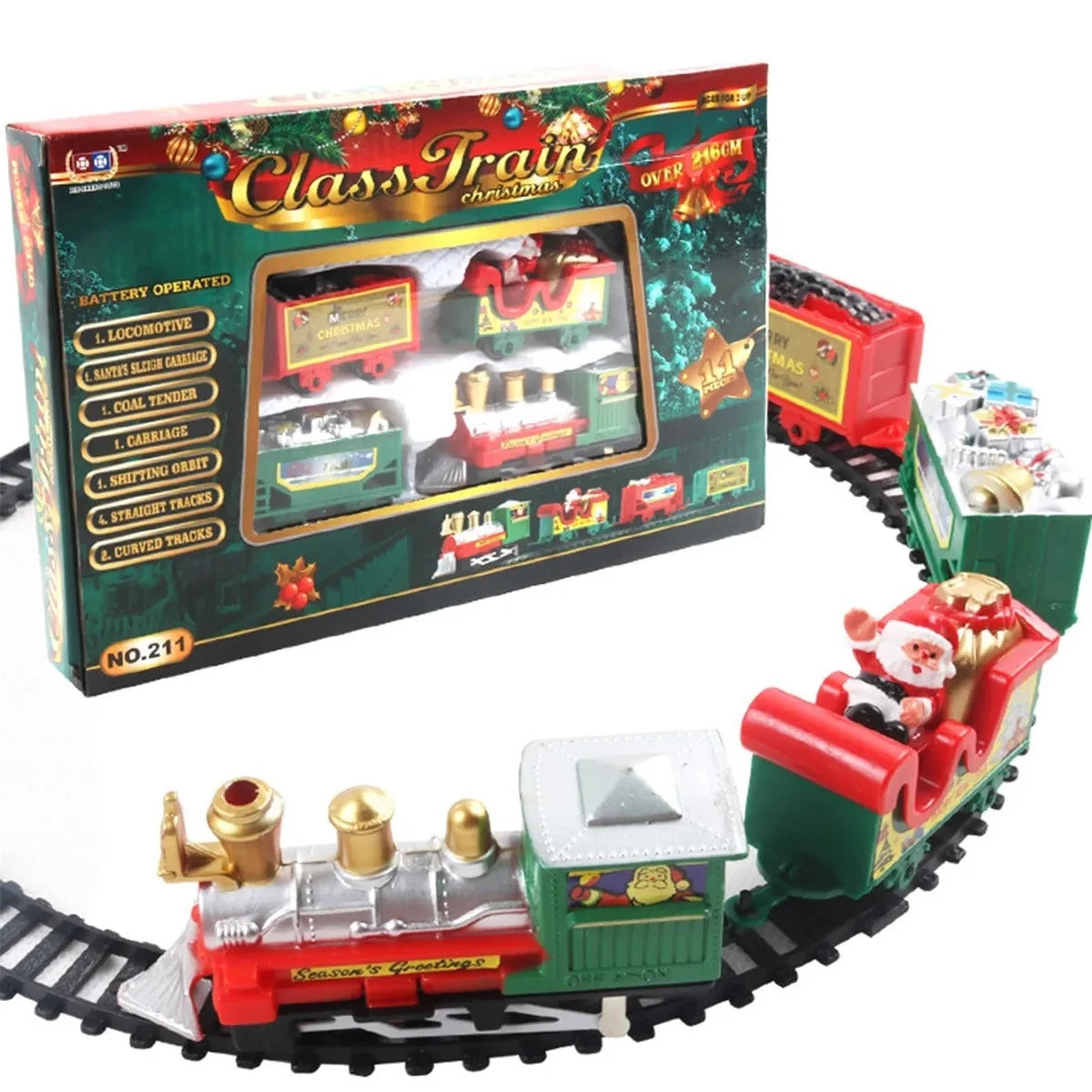 Electric Christmas Train Toy Set with Light Sound Train Track Set DIY Railway Tracks Educational Toys for Kids Party Xmas Gifts Ürün ana görseli