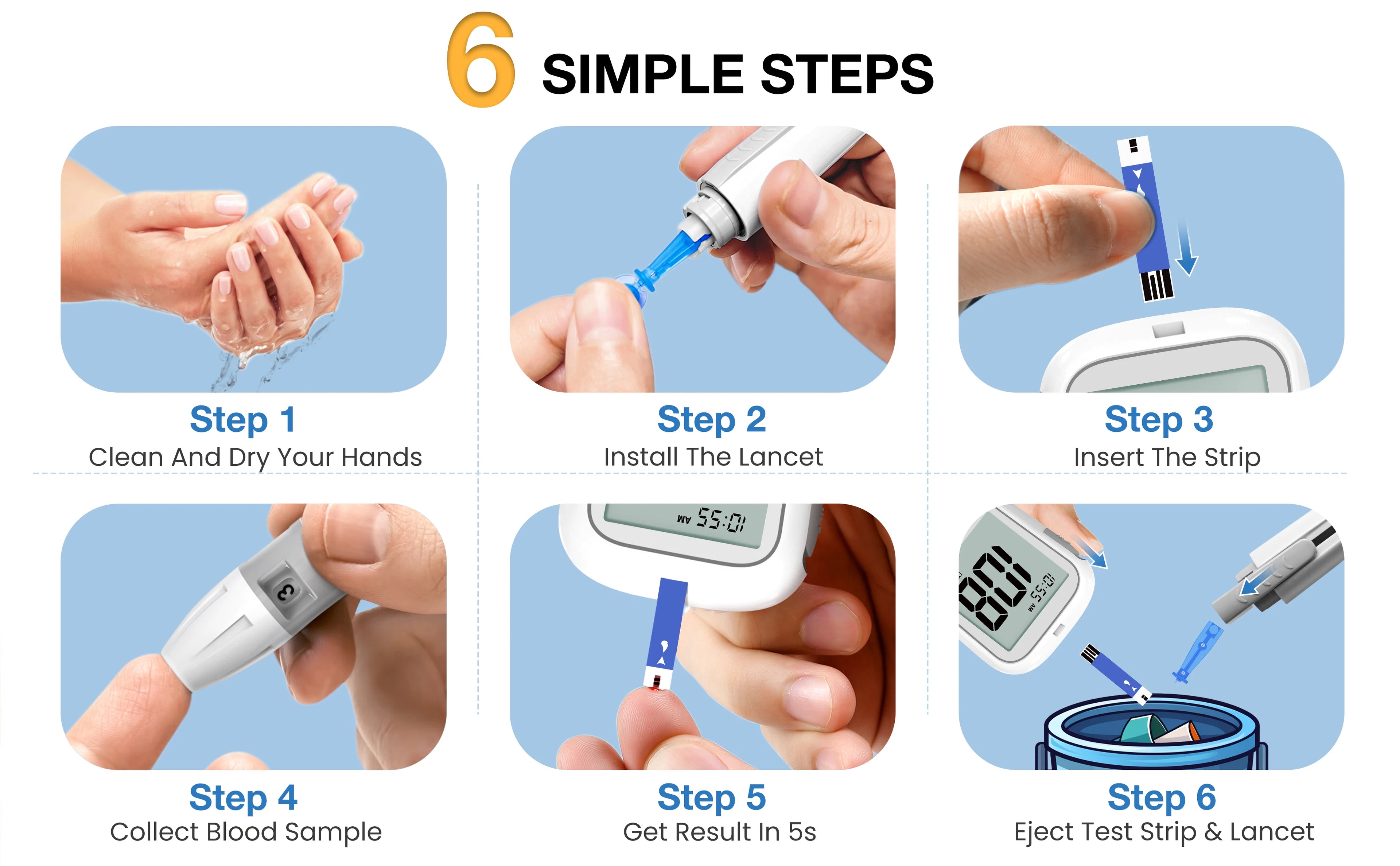 LinkSun G-425-1 Blood Glucose Meter Kit 50/100pcs Test Strips Lancets for Diabetes Monitor Digital Glucometer Blood Sugar Meter
