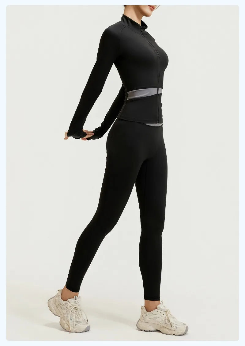 Yoga Set 3PCS Gym Clothes Sportswear Yoga Suits For Women Long Sleeve Crop Top Fitness Set Tracksuits Sports Bra Gym Leggings