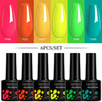 LILYCUTE 7ML 6PCS Neon Gel Nail Polish Set fluorescent Series Color Changing Semi Permanent Soak Off Manicure kit Nail Art Gel