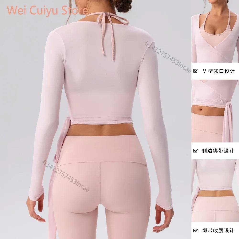 Yoga Sport Shirt Blouses Pilates Crop Top Fitness Women's Long Sleeve T-shirt Tees Sweatshirt Sportswear Woman Gym Yoga Clothes