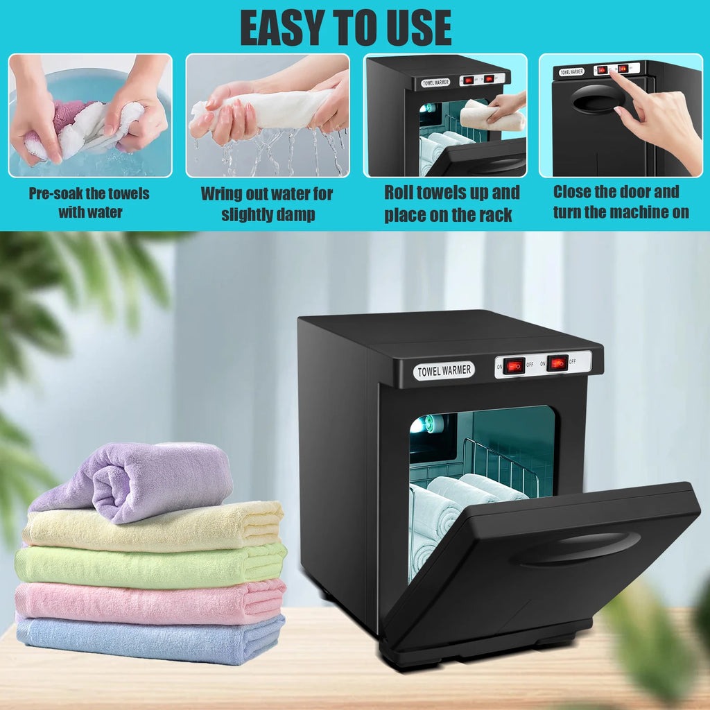 5L UV Sterilizer Hot Towel Cabinet Hot Bath Towel Warmer with Aluminum Chamber Fast Heating for Facial Spa Hair Beauty Salon