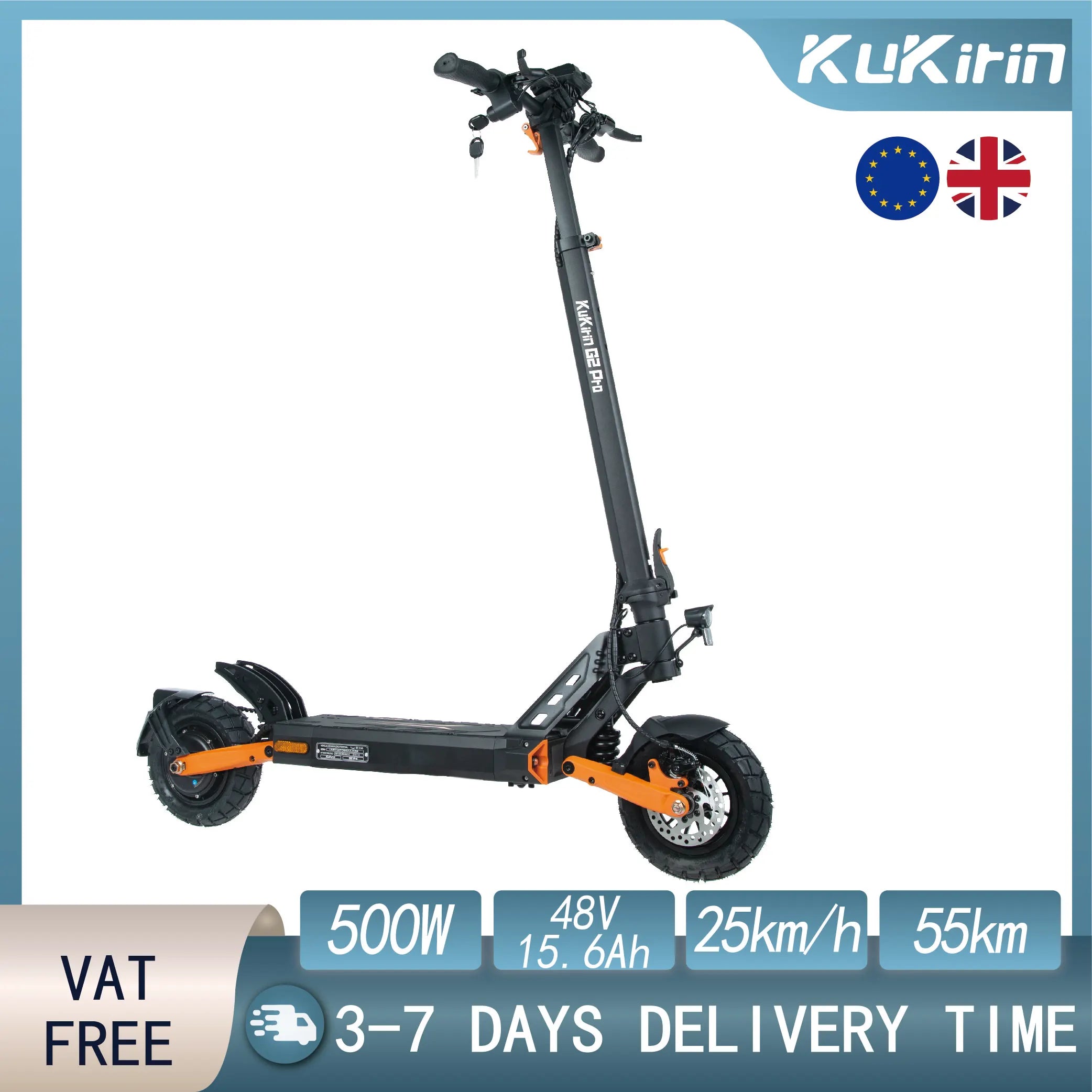 EU Stock KuKirin G2 Pro (VMP) Electric Scooter48V 15.6Ah Battery 500W Motor 25km/h Max Speed 55km Range Original Kickscooter Ürün ana görseli