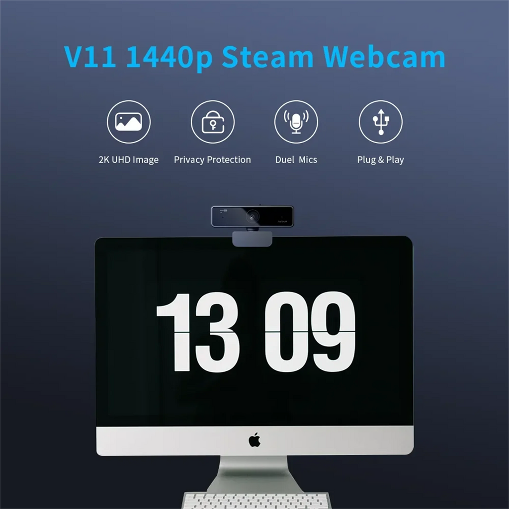 Nuroum 2K QHD Webcam 1440P 30FPS&1080P 60FPS Dual Mode, AI Noise Cancelling Mic,Streaming Camera, USB Plug & Play for PC/Mac
