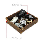 Retro Genuine Leather Storage Tray Desktop Organizer For Key Jewelry Coins Cable Cosmetic Storage Box Home Decoration