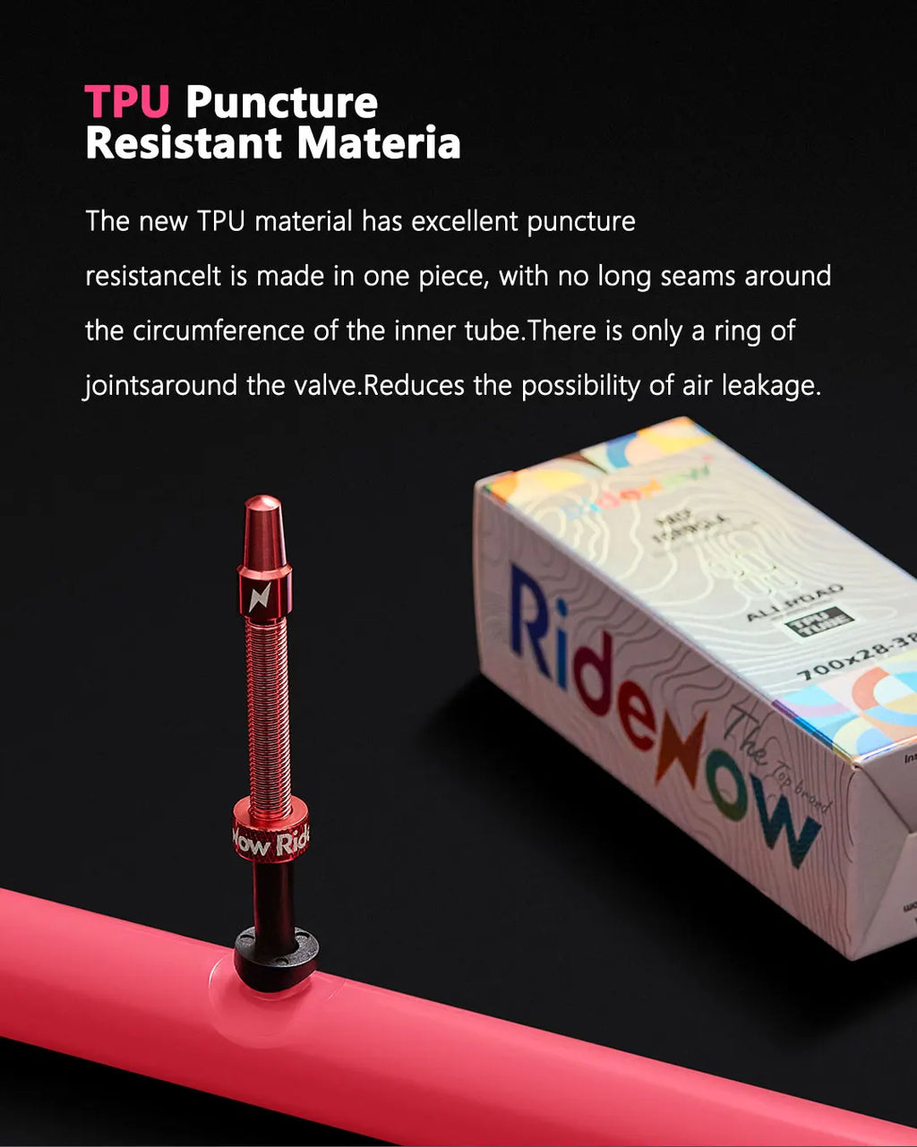 Ridenow Upgraded Metal Nozzle 700c Tpu Inner Tube External Thread Tube 700x18-32c Road Bike Removable Valve Cores Inner Tire