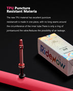 Ridenow Upgraded Metal Nozzle 700c Tpu Inner Tube External Thread Tube 700x18-32c Road Bike Removable Valve Cores Inner Tire