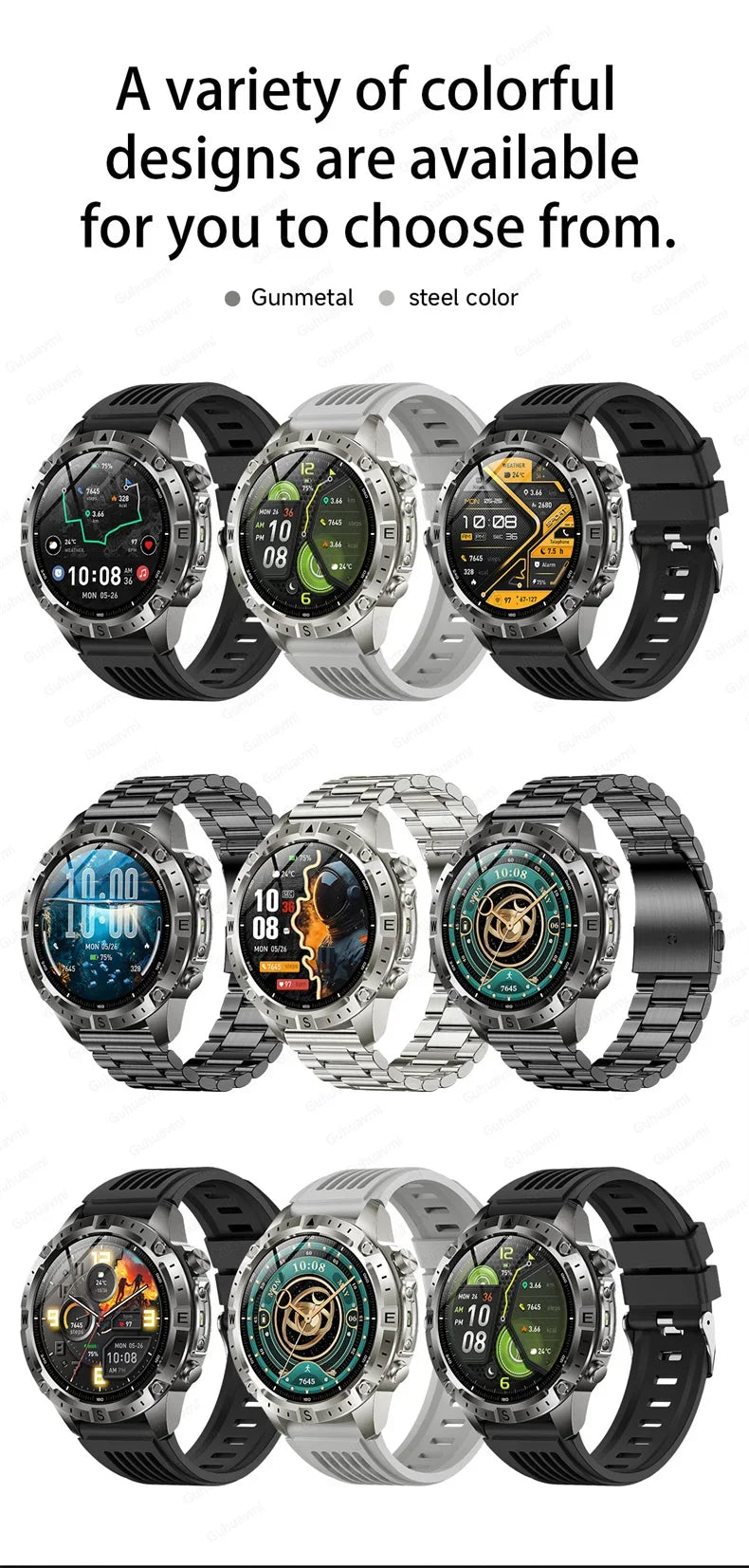 Smart Watch for Men GPS Offline Maps 2G ROM 10ATM Waterproof Heart Rate Diving Skiing Hiking Rugged Durable Smartwatch Men Women