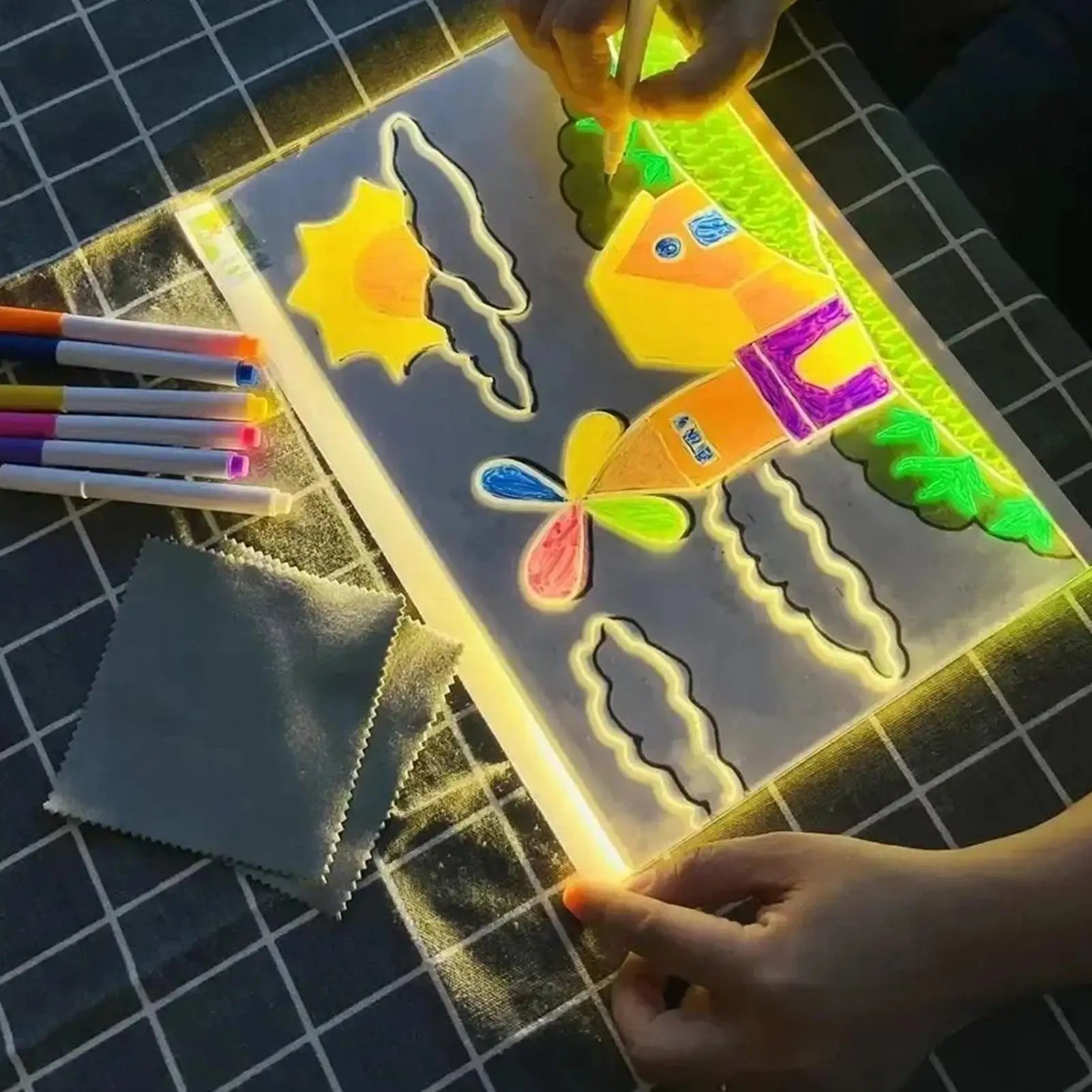LED Drawing Board Toddler Painting Board Educational Toddler Writing Supplies Portable Drawing Tool for School Home Travel Ürün ana görseli