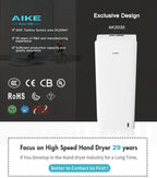 AIKE 7-10s Bathroom Vertical Hand Dryer Automatic High Speed Hand Dryer with UV Germicidal Lamp HEPA Filter and Brushless Motor
