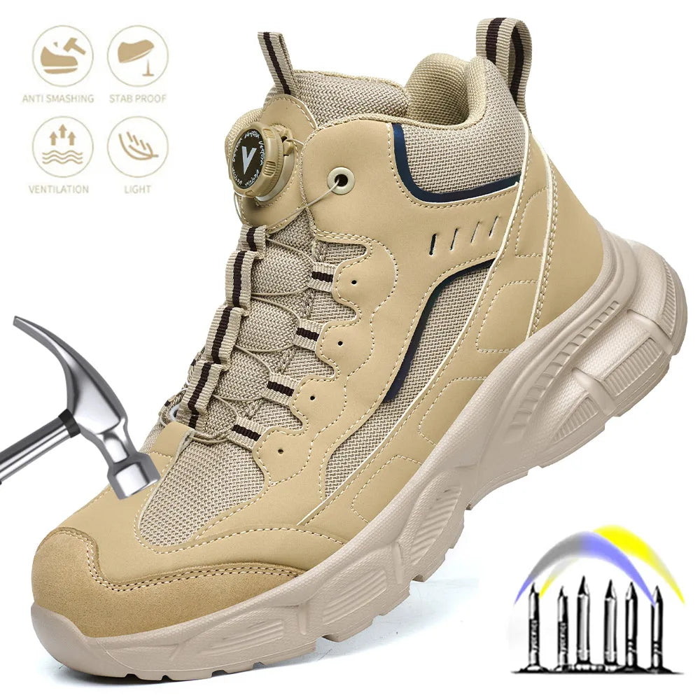 Rotary Buckle Safety Shoes for Man with Steel Toe Cap Anti-smashing, Anti-puncture, Anti-slip Work Safety Boots Industry Welding Main image