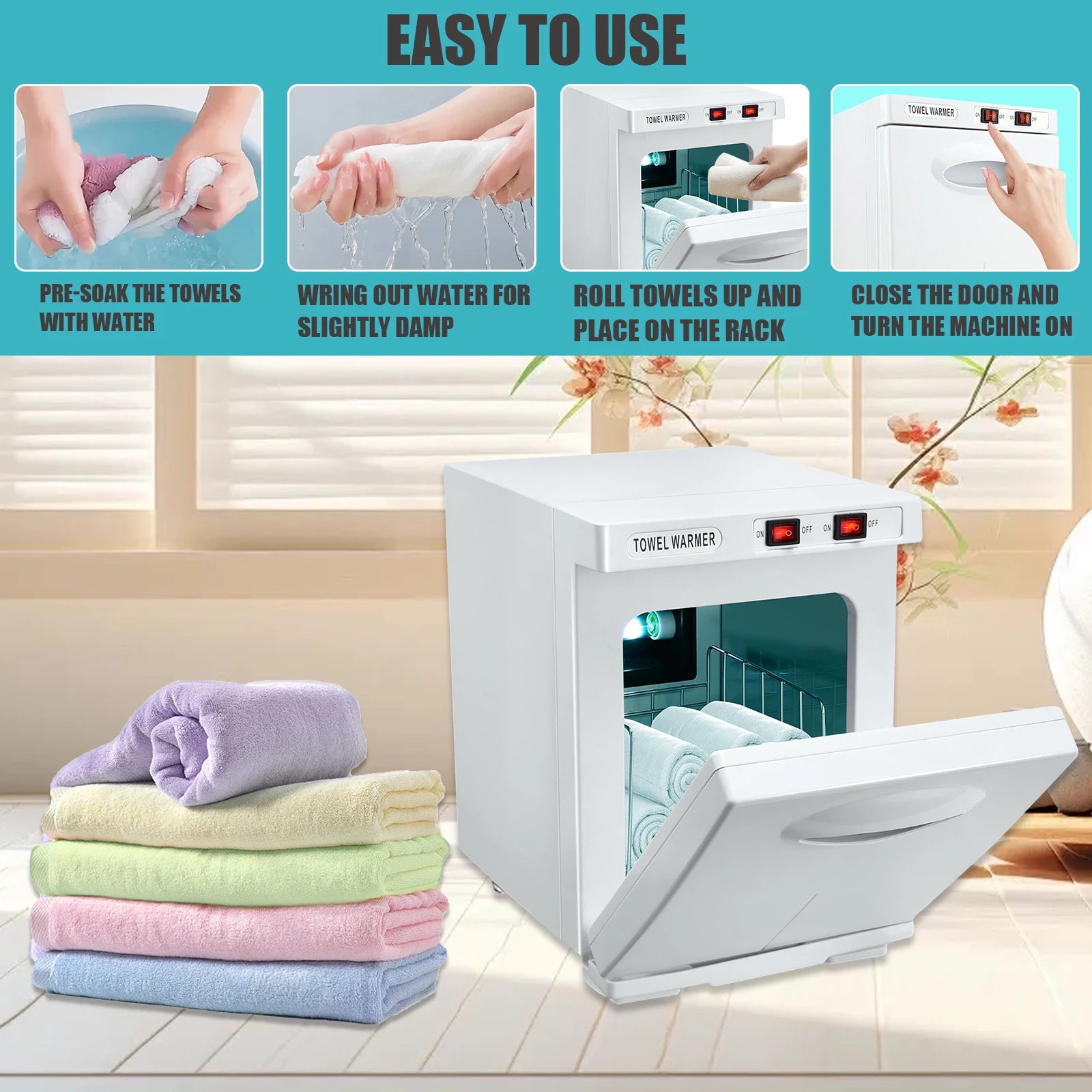 150W UV Ozone Heated Towel Sterilizer Cabinet  5L Fast Warm-Up for Spa Nail Salon 3-in-1 Disinfection with Heat & UV & Ozone